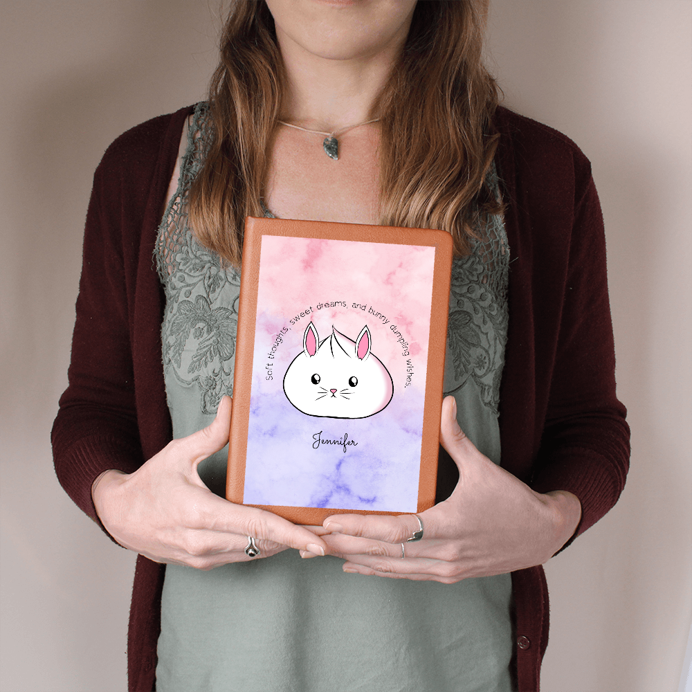 Personalized Cute Bunny Dumpling Journal, Kawaii Self Care Notebook