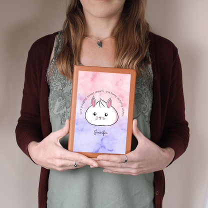 Personalized Cute Bunny Dumpling Journal, Kawaii Self Care Notebook