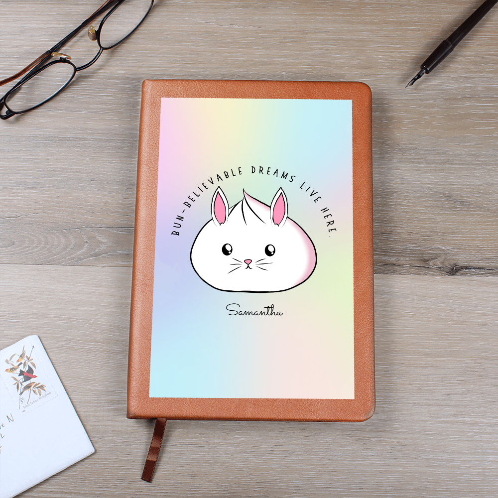 Personalized Bun-believable Bunny Dumpling Journal, Kawaii Self Care Notebook