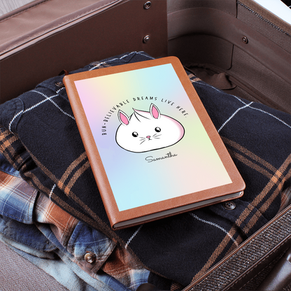 Personalized Bun-believable Bunny Dumpling Journal, Kawaii Self Care Notebook