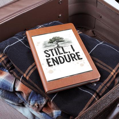 Still, I Endure Vegan Leather Journal – Inspirational Lined Notebook with Tree of Strength