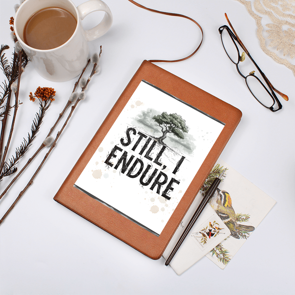 Still, I Endure Vegan Leather Journal – Inspirational Lined Notebook with Tree of Strength