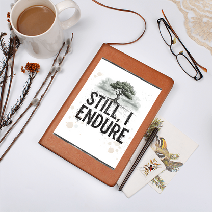 Still, I Endure Vegan Leather Journal – Inspirational Lined Notebook with Tree of Strength