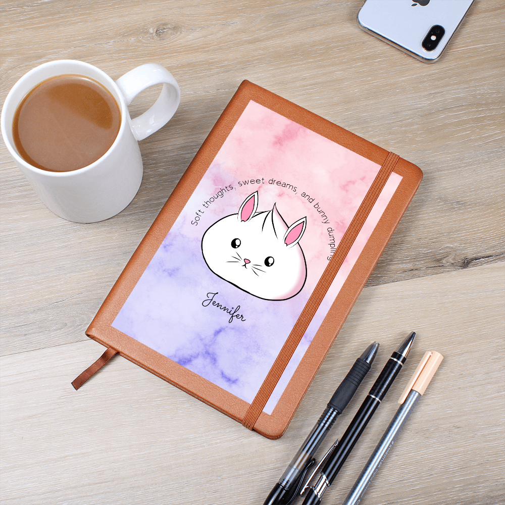 Personalized Cute Bunny Dumpling Journal, Kawaii Self Care Notebook