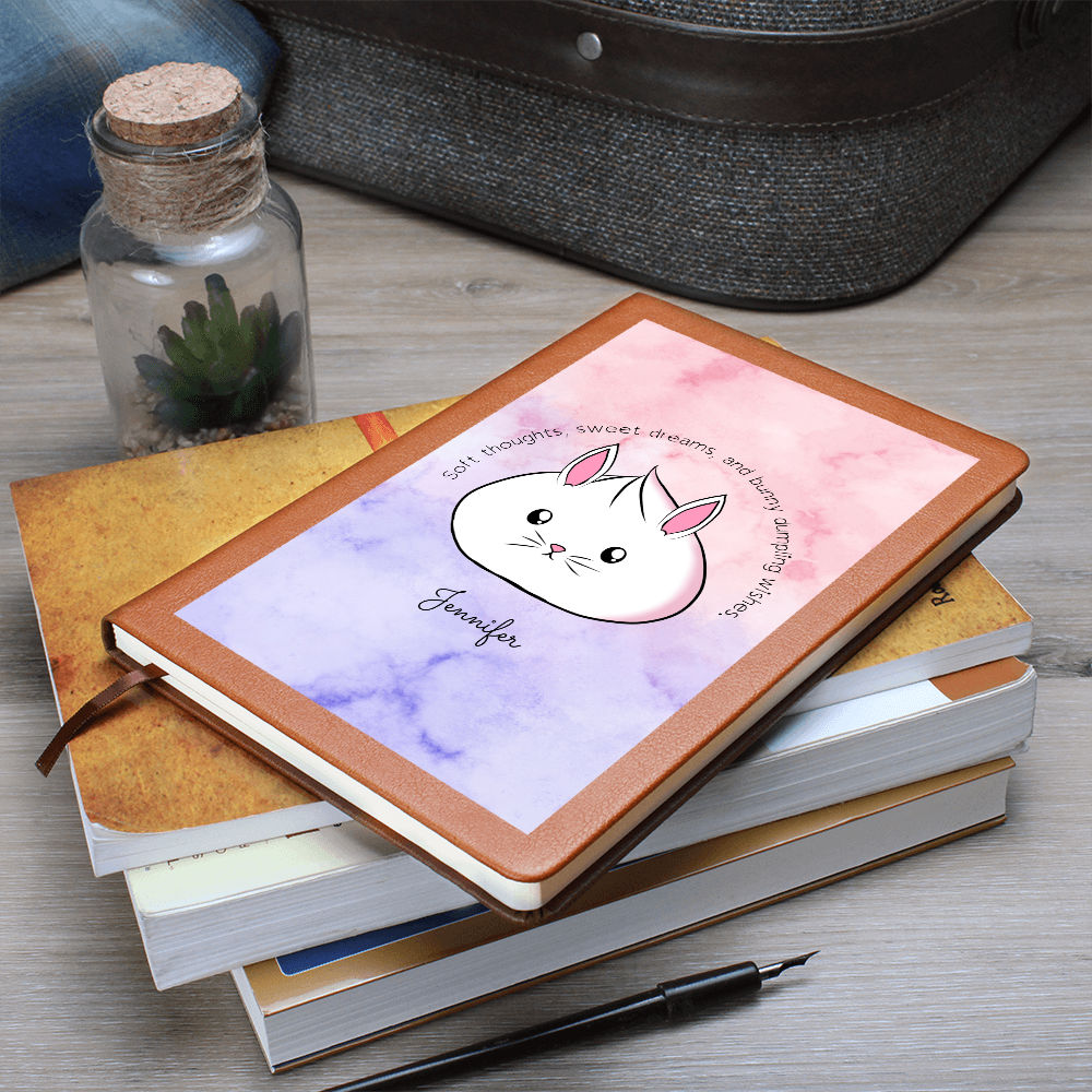 Personalized Cute Bunny Dumpling Journal, Kawaii Self Care Notebook