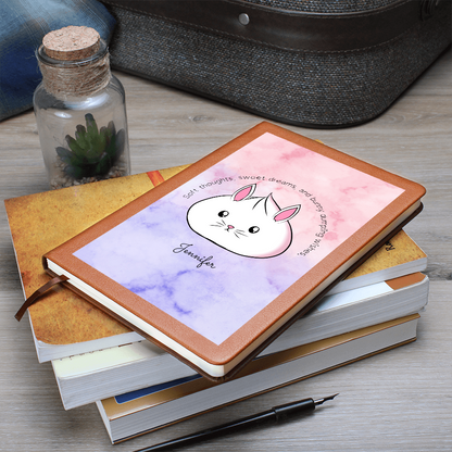 Personalized Cute Bunny Dumpling Journal, Kawaii Self Care Notebook