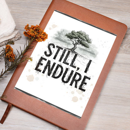 Still, I Endure Vegan Leather Journal – Inspirational Lined Notebook with Tree of Strength