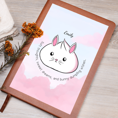 Personalized Cute Bunny Dumpling Journal, Kawaii Self Care Notebook, Soft Aesthetic Diary, Cute Writing Journal, Cozy Gift Idea