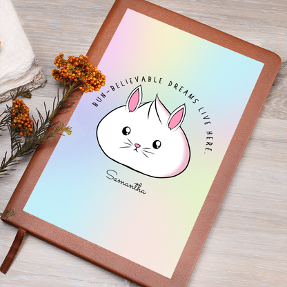Personalized Bun-believable Bunny Dumpling Journal, Kawaii Self Care Notebook