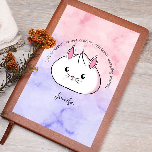 Personalized Cute Bunny Dumpling Journal, Kawaii Self Care Notebook