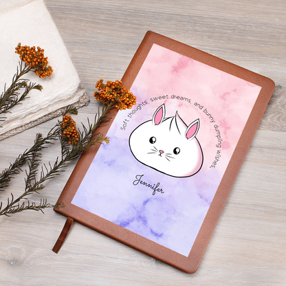 Personalized Cute Bunny Dumpling Journal, Kawaii Self Care Notebook