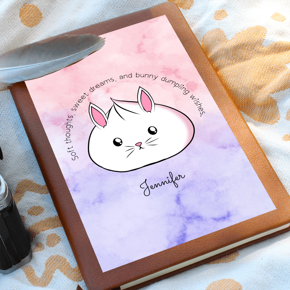 Personalized Cute Bunny Dumpling Journal, Kawaii Self Care Notebook