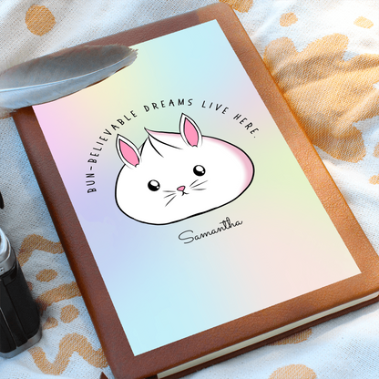 Personalized Bun-believable Bunny Dumpling Journal, Kawaii Self Care Notebook