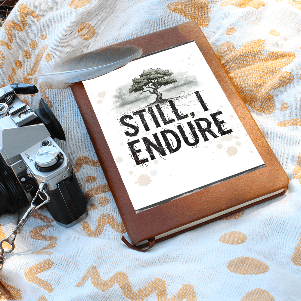 Still, I Endure Vegan Leather Journal – Inspirational Lined Notebook with Tree of Strength