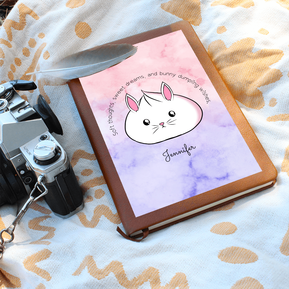 Personalized Cute Bunny Dumpling Journal, Kawaii Self Care Notebook