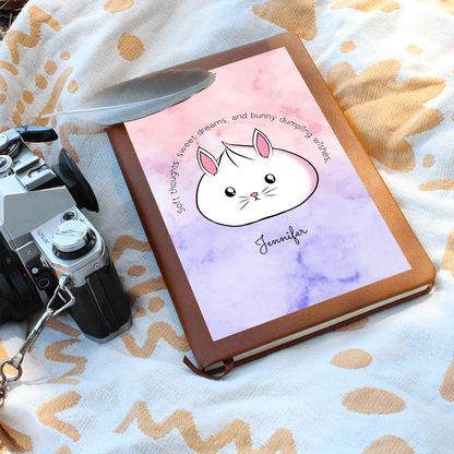 Personalized Cute Bunny Dumpling Journal, Kawaii Self Care Notebook