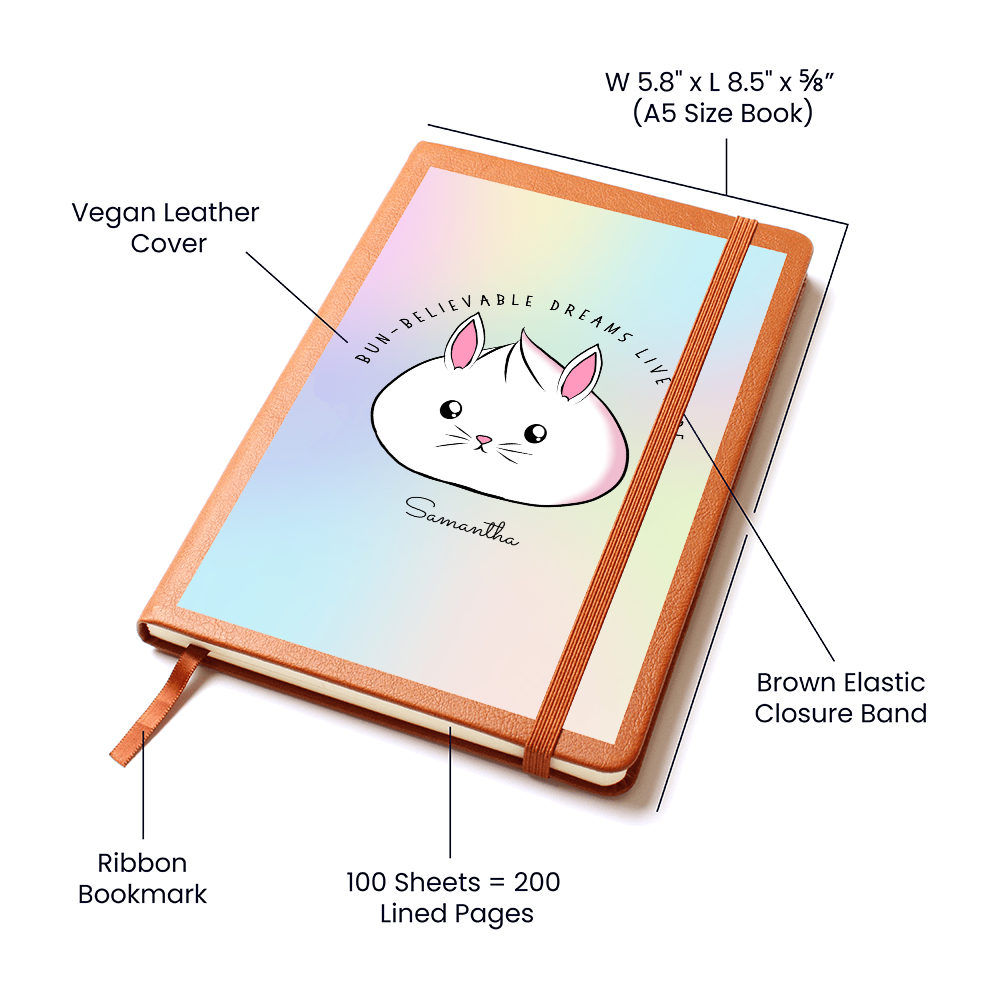 Personalized Bun-believable Bunny Dumpling Journal, Kawaii Self Care Notebook