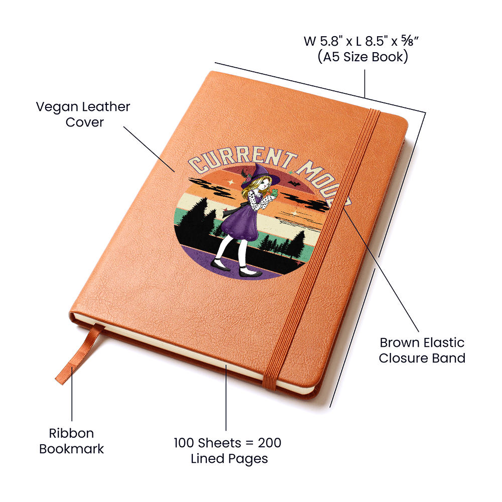 Current Mood Witch Cat & Familiar Graphic Leather Journal