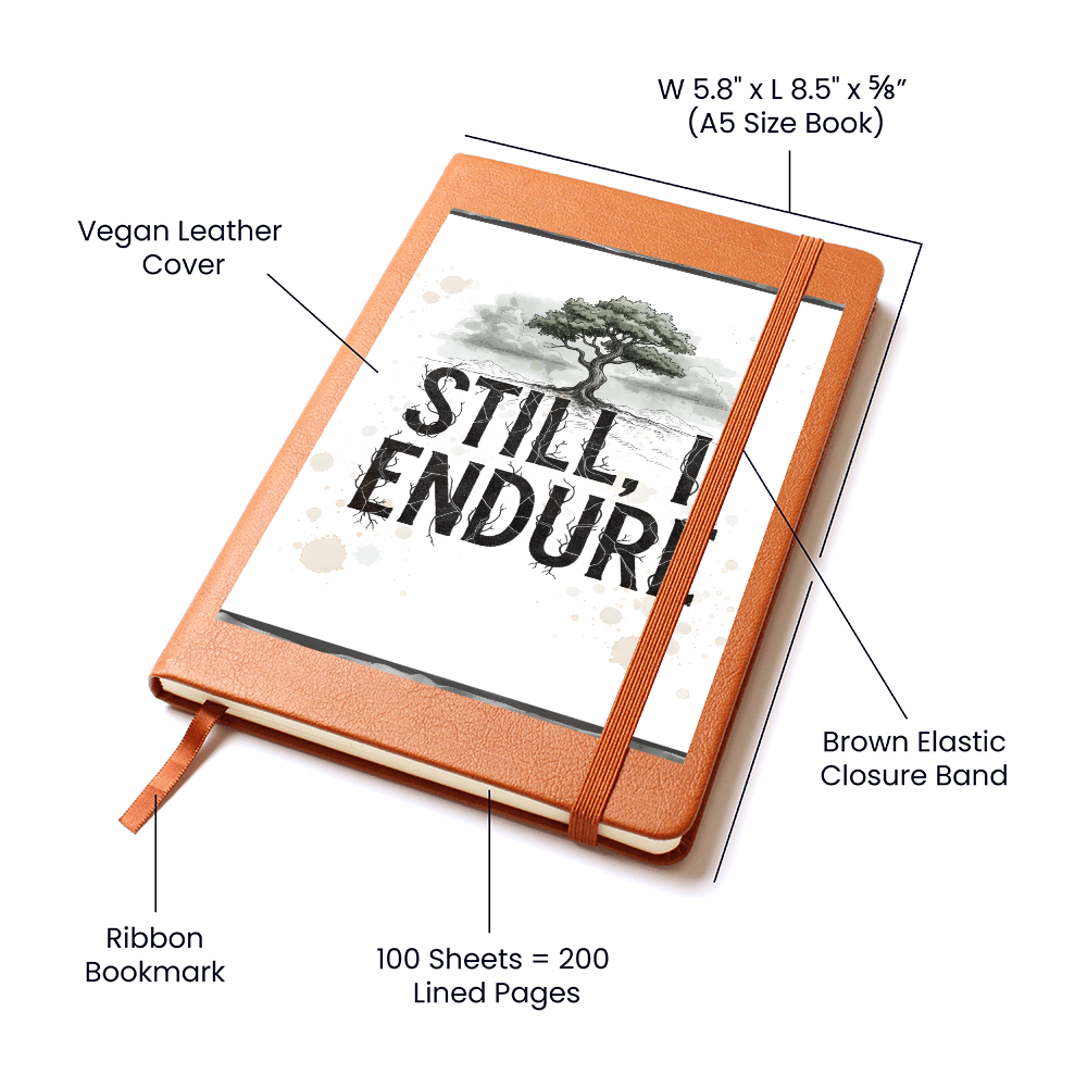 Still, I Endure Vegan Leather Journal – Inspirational Lined Notebook with Tree of Strength