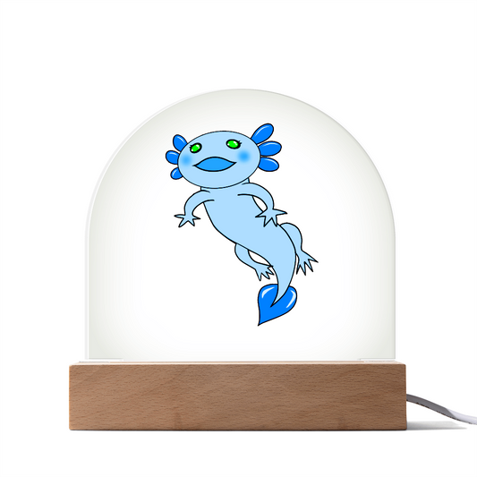 Blue Axolotl Acrylic LED Plaque – Kawaii Night Light Gift for Kids, Teens & Animal Lovers