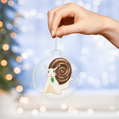 Snail ornament for garden lovers, acrylic Christmas decoration, personalized gift for nature enthusiasts.