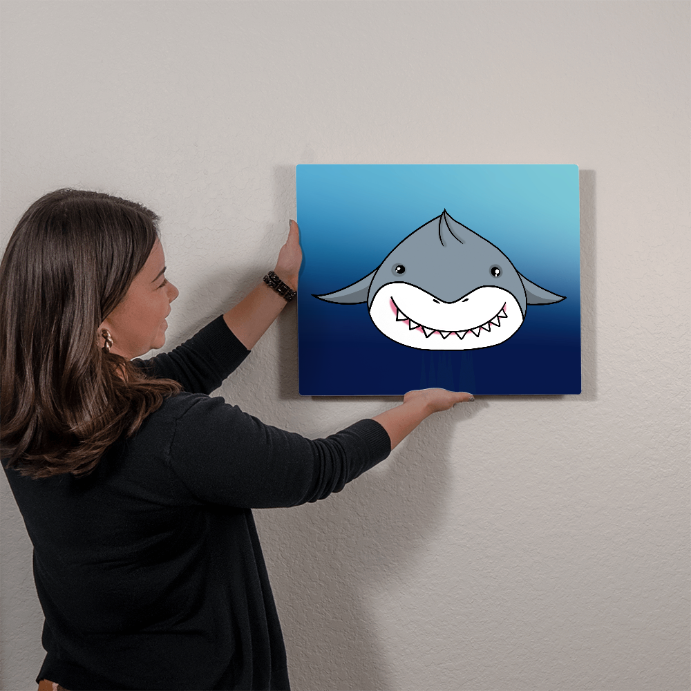 Cute Shark Dumpling Metal Wall Art