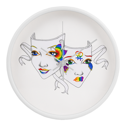 Lesbian Pride Comedy Tragedy Theatre Mask Wall Clock