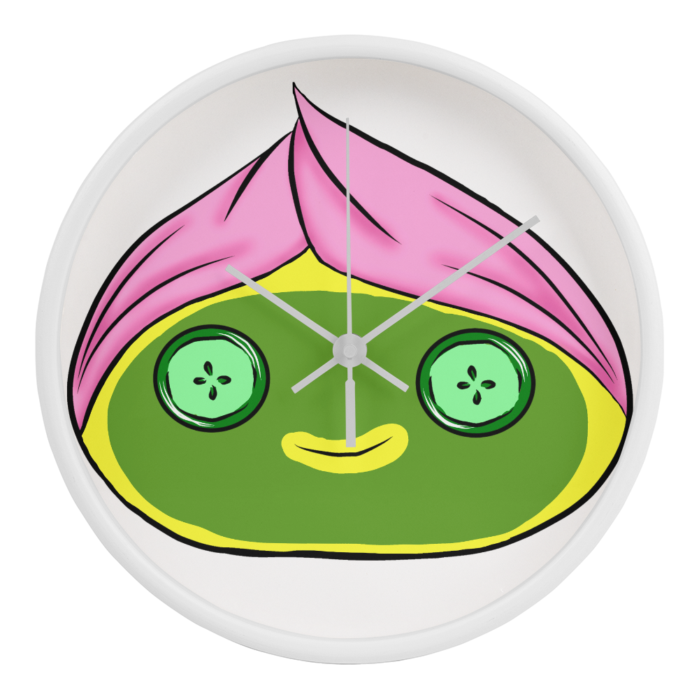 Spa Face Clock – 10” Relaxing Kawaii Dumpling Clock with Cucumber Eyes | Cute Self-Care Decor
