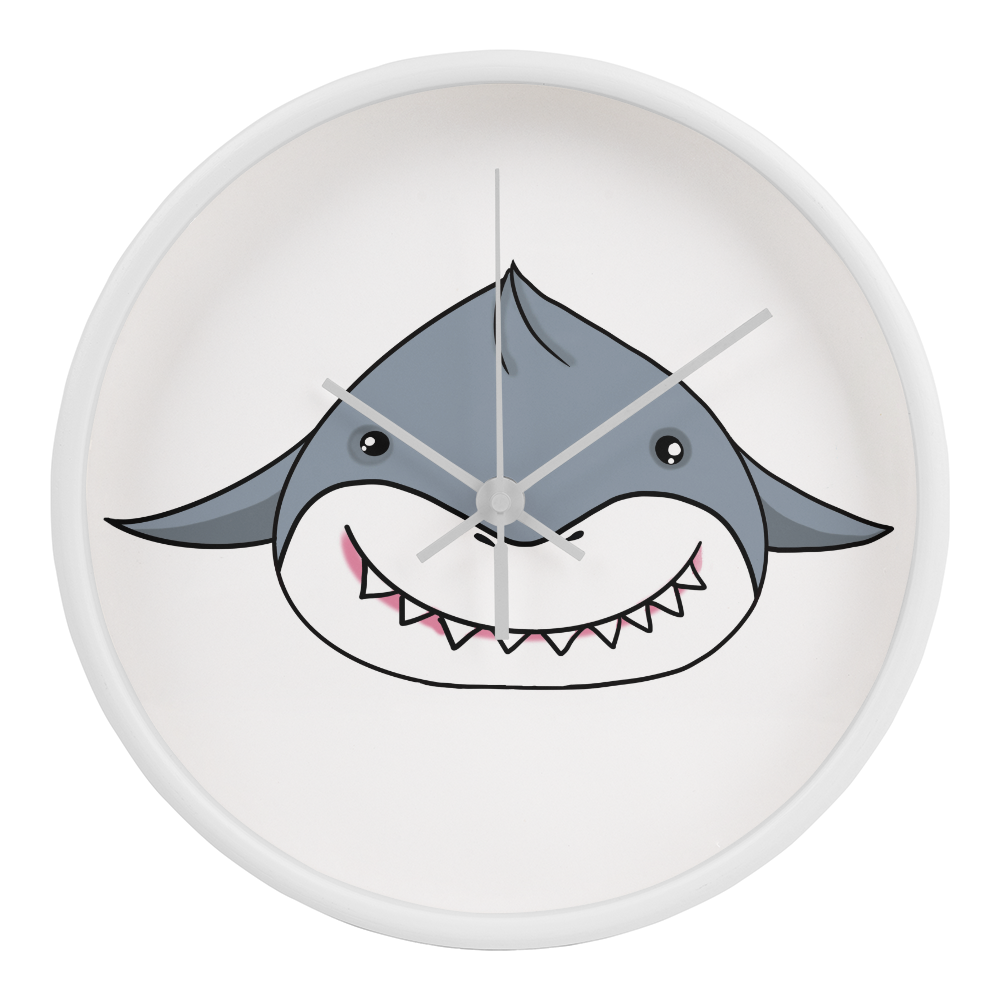 Cute Shark Wall Clock – 10” Kawaii Shark Dumpling Clock for Ocean Lovers, Kids' Rooms & Coastal Decor