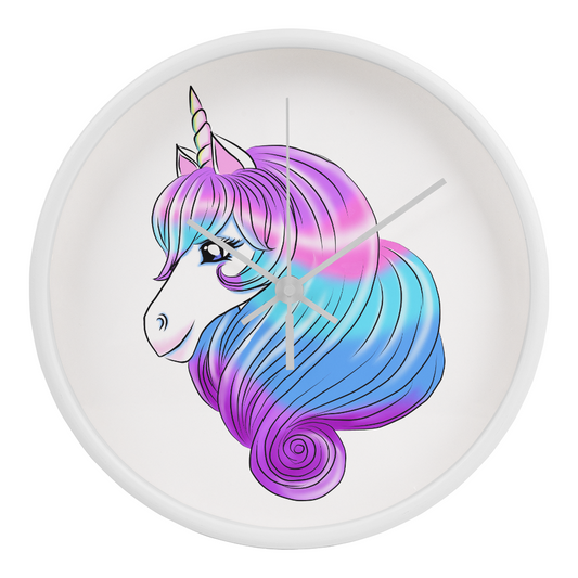 Pastel Unicorn Wall Clock – 10” Magical Wood Frame Clock for Girls' Rooms, Nurseries & Fantasy Decor