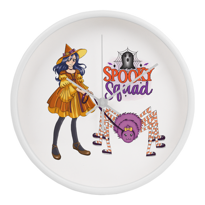 Spooky Squad Witch & Spider Wall Clock