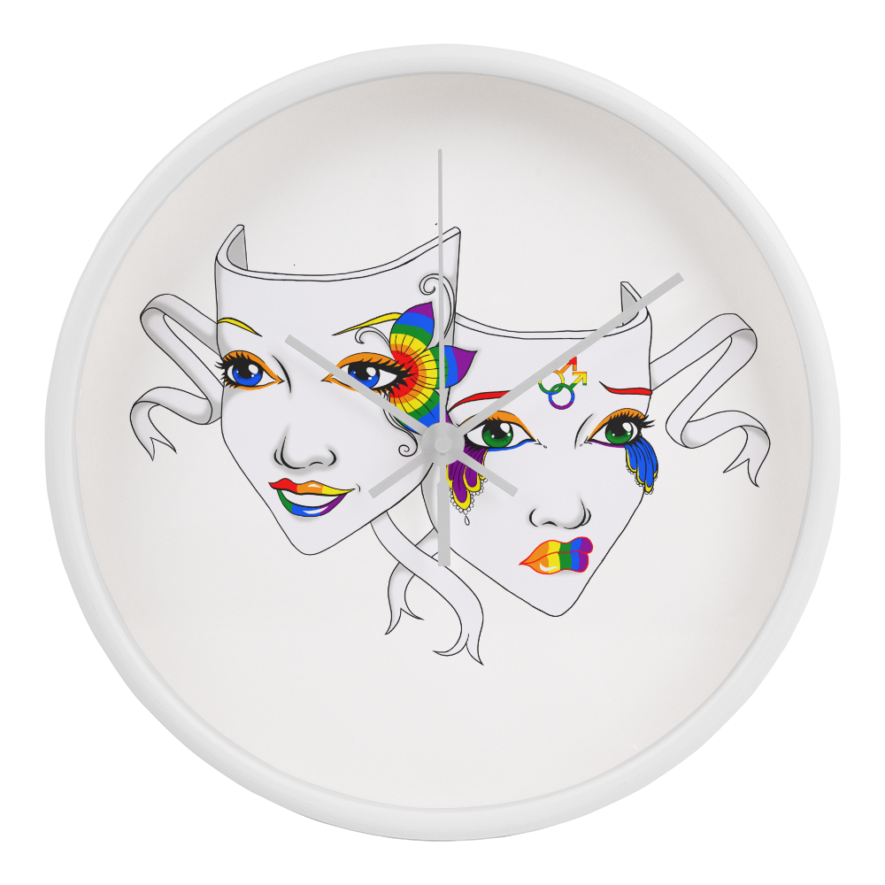 Gay Pride Comedy Tragedy Theatre Mask Wall Clock