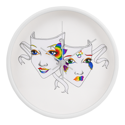 Gay Pride Comedy Tragedy Theatre Mask Wall Clock