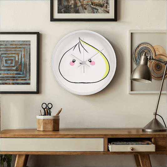 Sweet Dumpling Wall Clock – 10” Kawaii Wood Frame Clock for Cute Kitchen, Nursery, or Bedroom