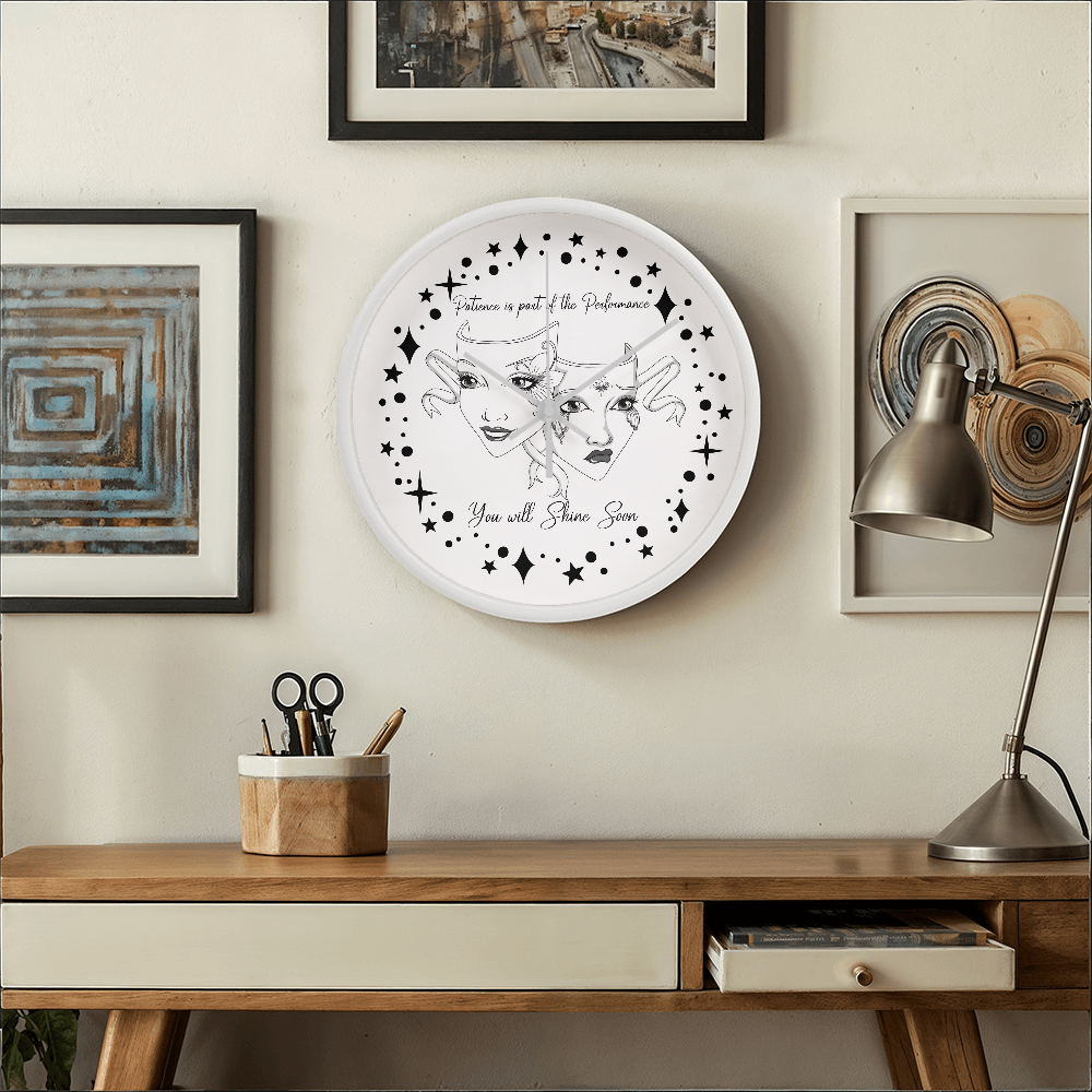 Theatre Mask Wall Clock – “You Will Shine Soon” Inspirational Gothic Clock