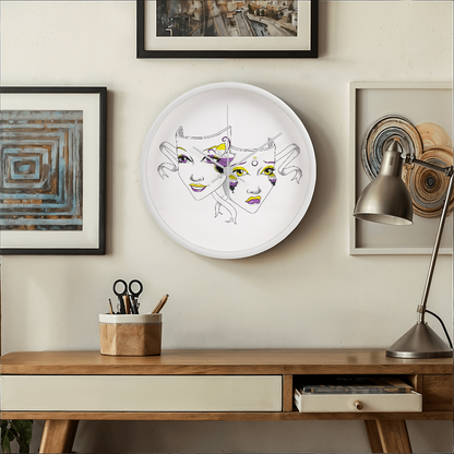Non-Binary Pride Comedy Tragedy Theatre Mask Wall Clock