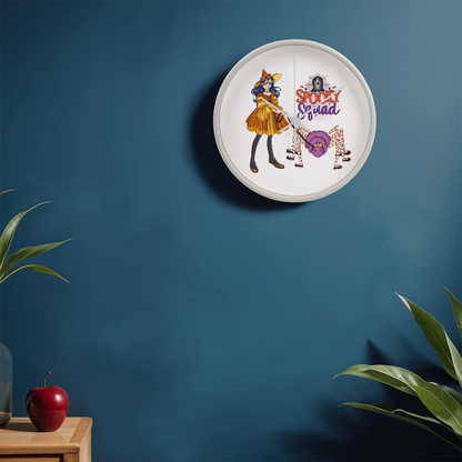 Spooky Squad Witch & Spider Wall Clock