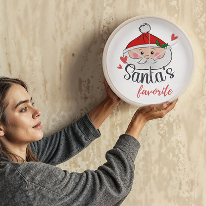 Santa's Favorite 10” Wood Wall Clock – Cute Christmas Dumpling Design