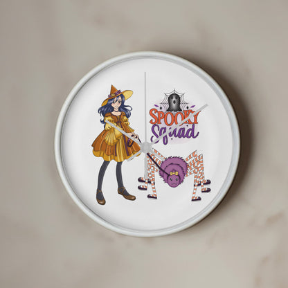 Spooky Squad Witch & Spider Wall Clock