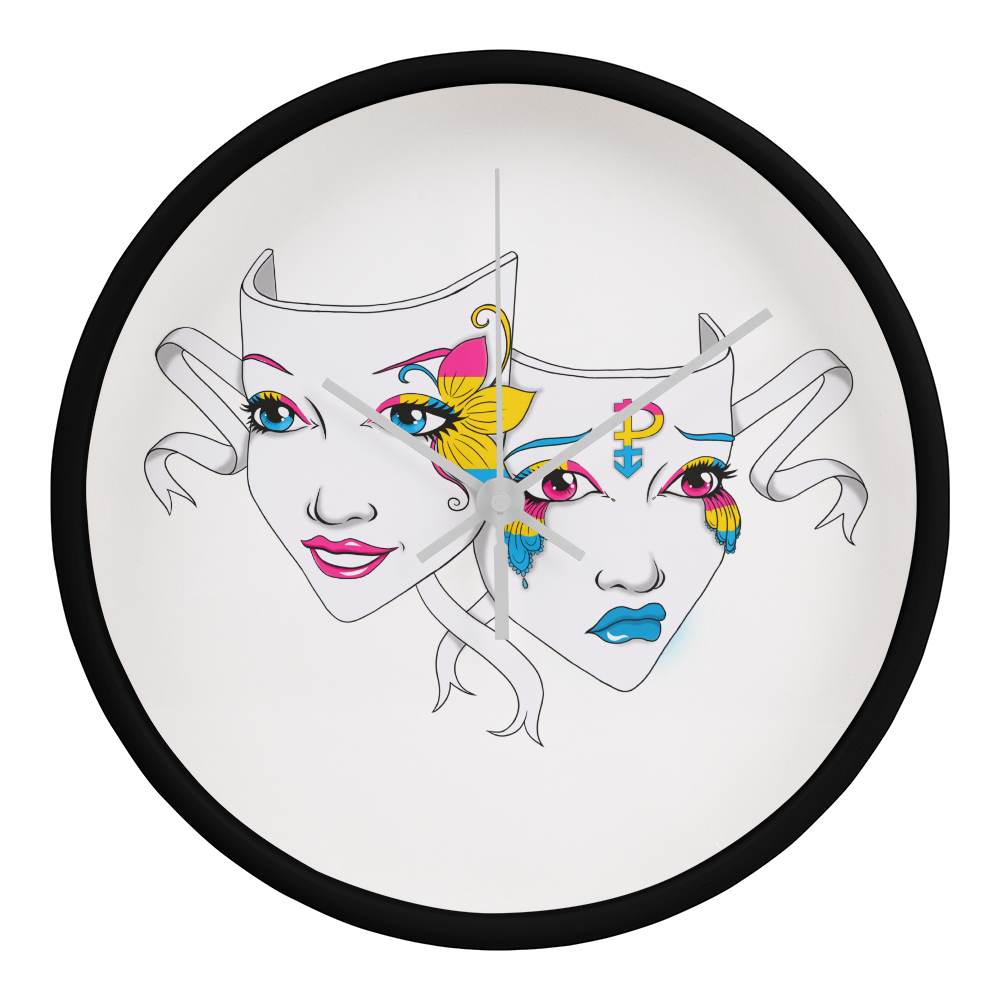 Pansexuality Pride Comedy Tragedy Mask Wall Clock
