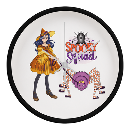 Spooky Squad Witch & Spider Wall Clock