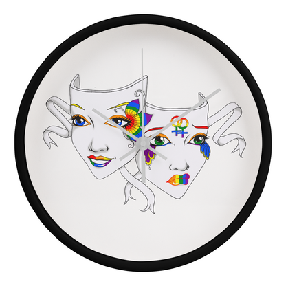 Lesbian Pride Comedy Tragedy Theatre Mask Wall Clock