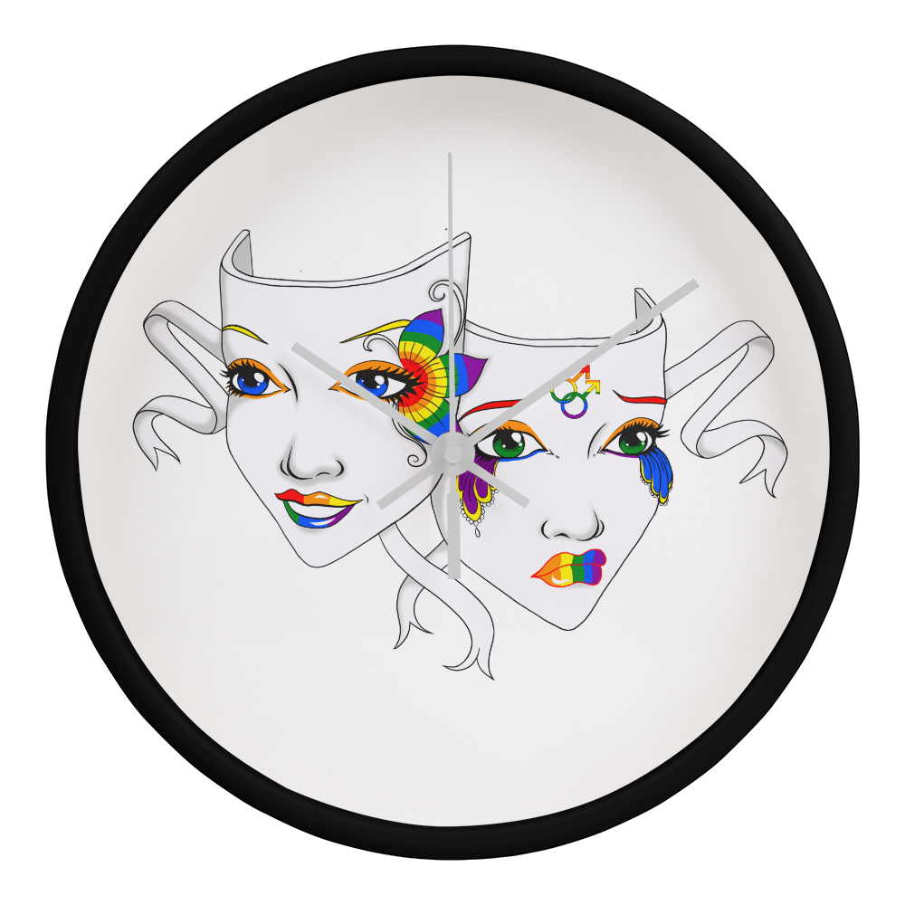 Gay Pride Comedy Tragedy Theatre Mask Wall Clock