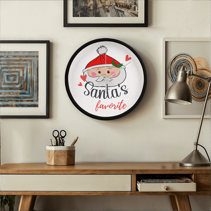 Santa's Favorite 10” Wood Wall Clock – Cute Christmas Dumpling Design