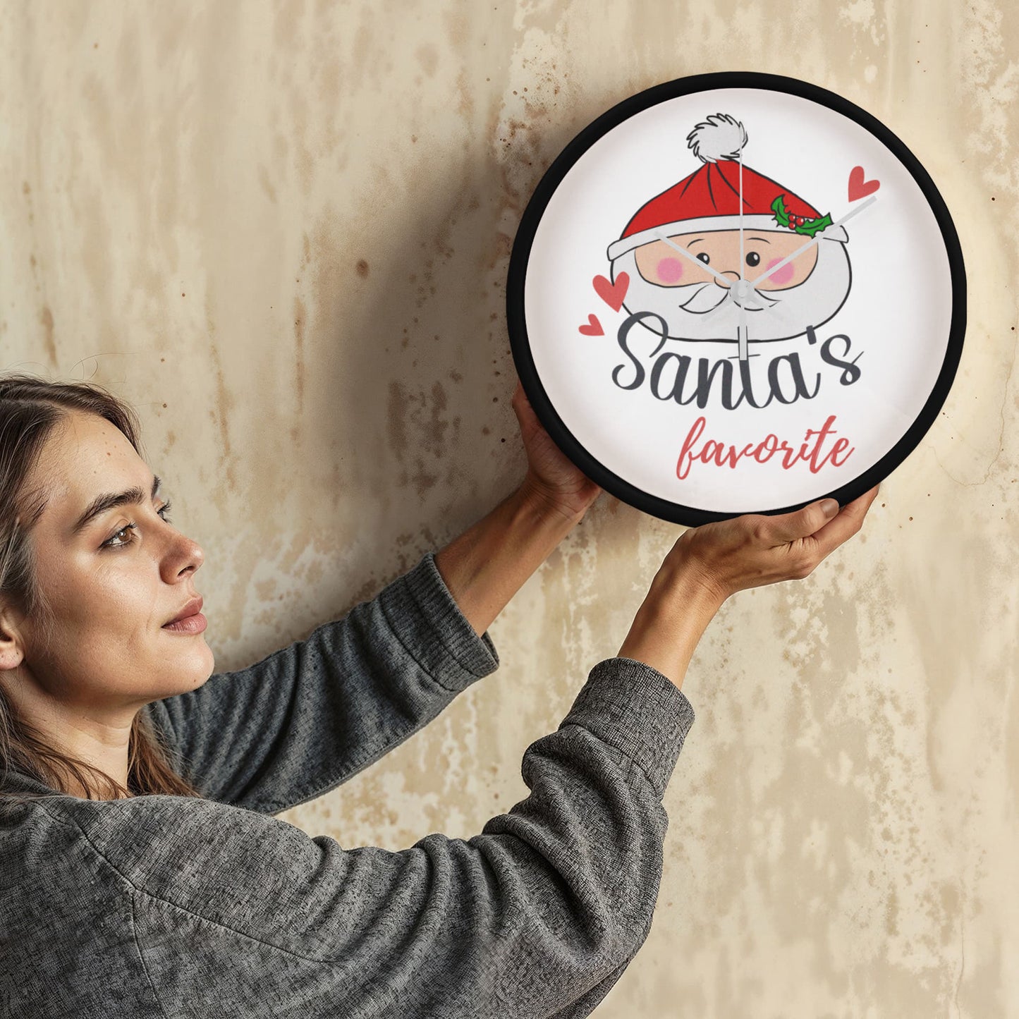 Santa's Favorite 10” Wood Wall Clock – Cute Christmas Dumpling Design