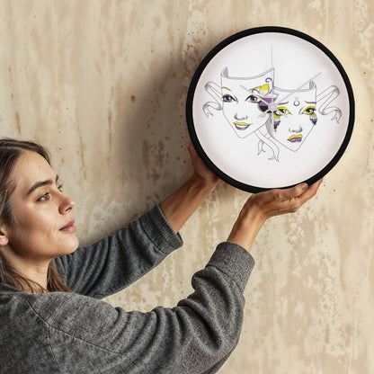 Non-Binary Pride Comedy Tragedy Theatre Mask Wall Clock