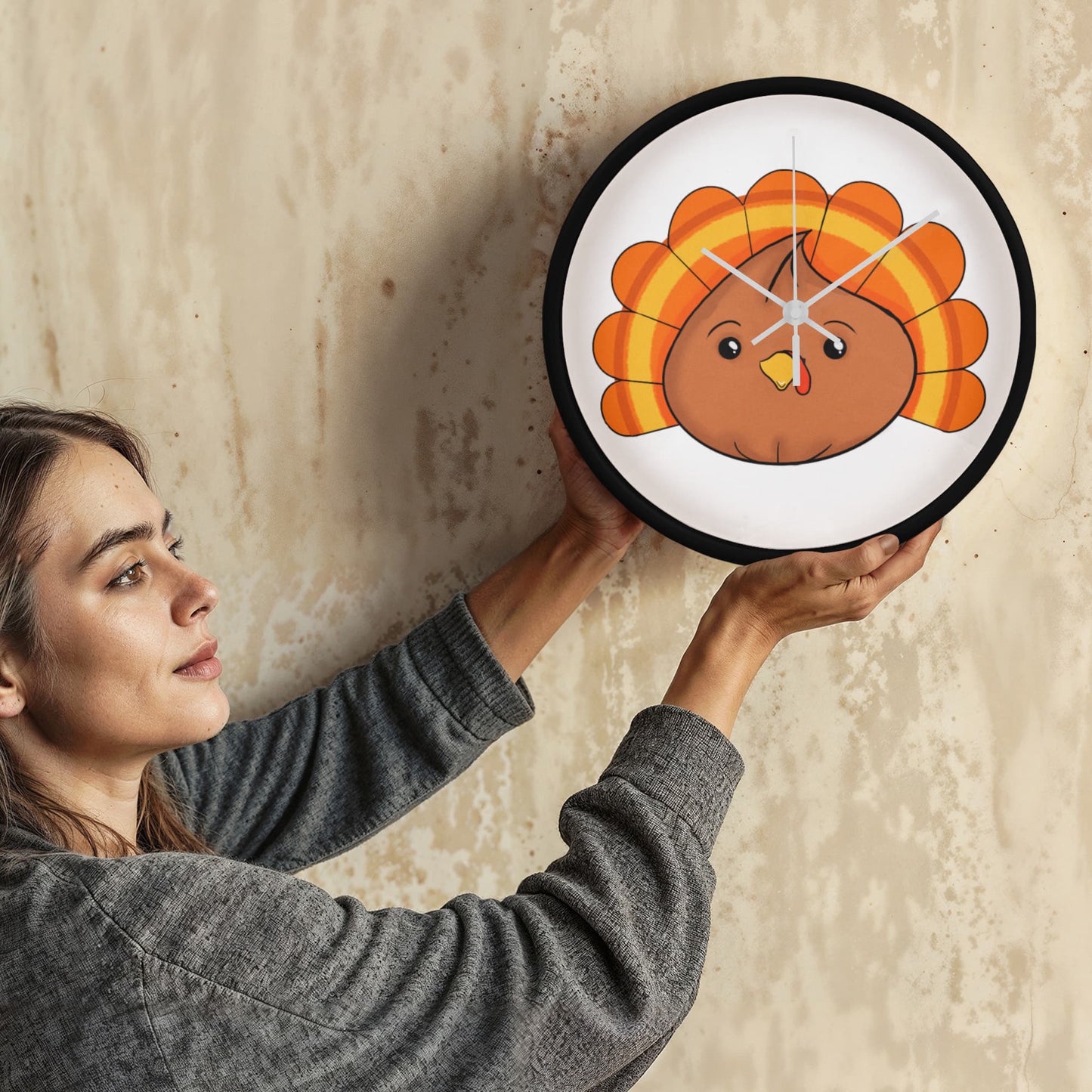 Turkey Dumpling Wall Clock – Cute Kawaii Thanksgiving Clock