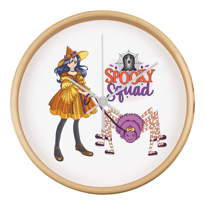 Spooky Squad Witch & Spider Wall Clock
