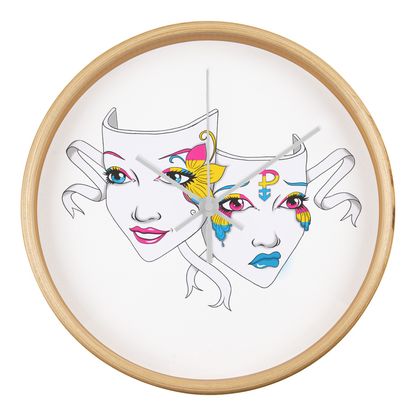 Pansexuality Pride Comedy Tragedy Mask Wall Clock