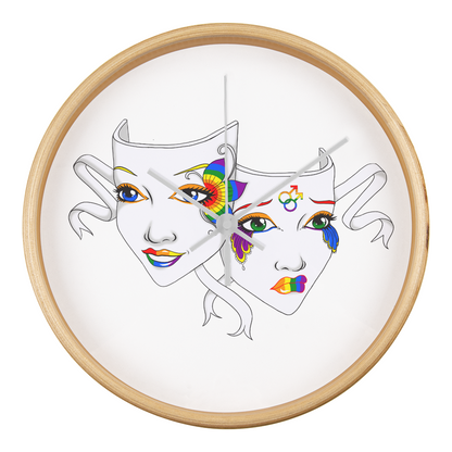 Gay Pride Comedy Tragedy Theatre Mask Wall Clock